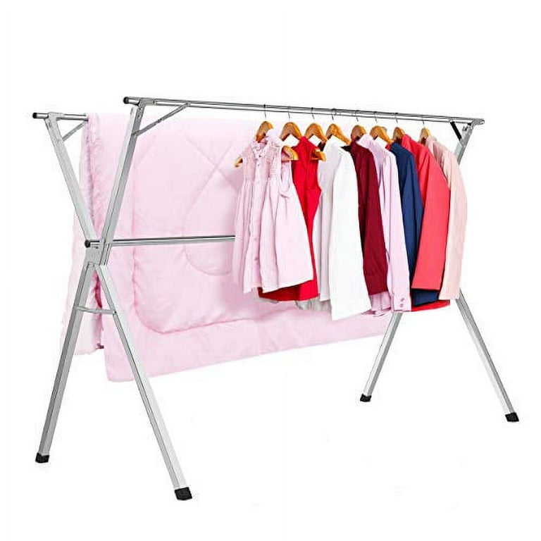 Clothes Drying Rack Laundry Rack Drying Stainless Steel Clothes Drying Rack  Foldable Indoor Heavy Duty Laundry Drying Rack Length Adjustable Garment