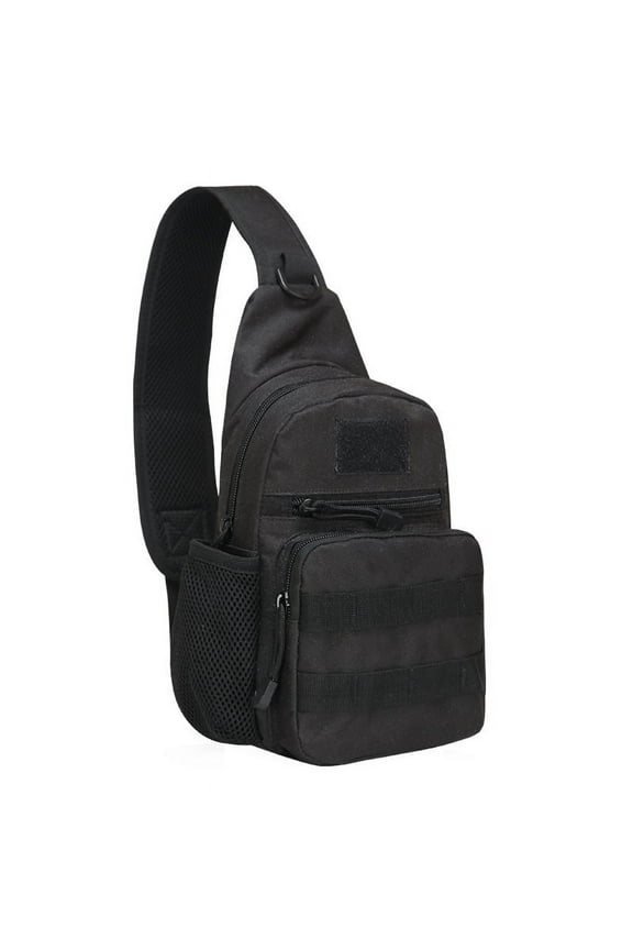 Outdoor Backpack for Men, Shoulder Sling Bag with Bottle Mesh Area, Chest Pack for Sport Travel Hiking 6.7"Lx3.2"Wx10.3"H (BLACK)