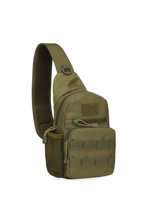 Outdoor Backpack for Men, Shoulder Sling Bag with Bottle Mesh Area, Chest Pack for Sport Travel Hiking 6.7"Lx3.2"Wx10.3"H (GREEN)