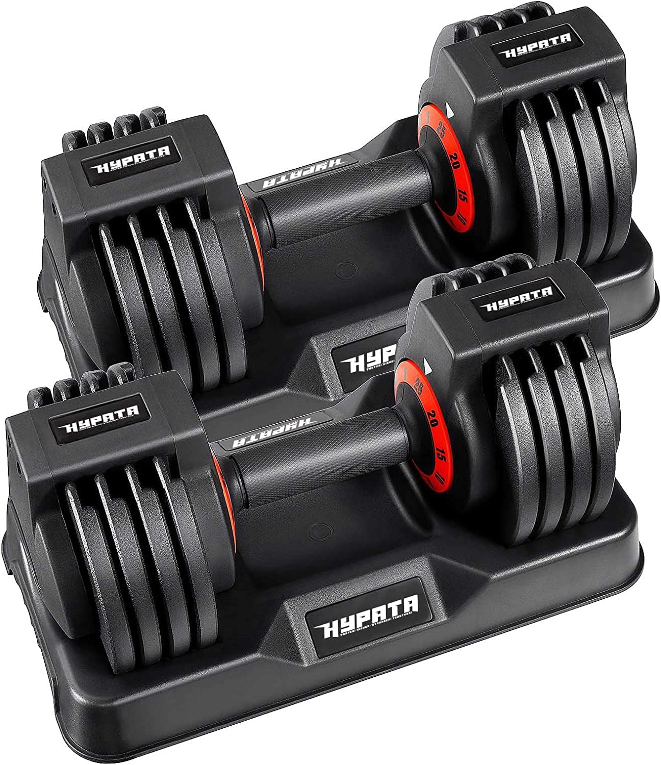 HYPATA 25 lbs Pair Adjustable Dumbbell Set, Fast Adjust Dumbbell Weight