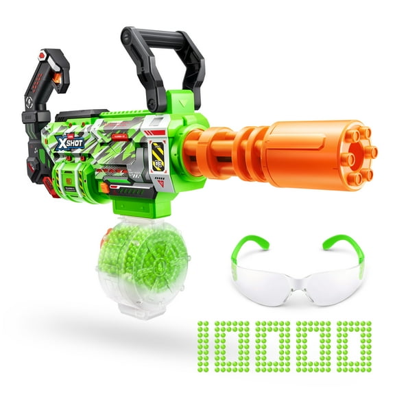 XSHOT Hyper Gel Glow Motorized Gatling Blaster (10,000 Pellets) Outdoor Blaster by ZURU for Ages 14+