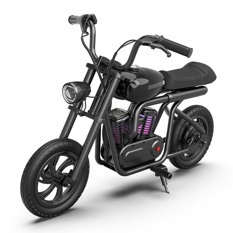 HYPER GOGO Electric Dirt Retro Bike DISCOVER 12 24V 160W Electric Motorcycle for Kids Unique Simulated Fog Feature Max Speed up 10 mph Max Weight Support 144lbs Black Walmart