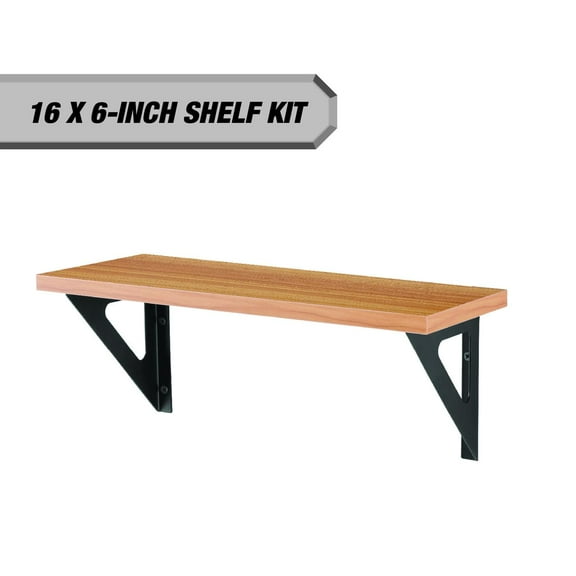 Hyper Tough Brown Shelf Kit with Brackets and Mounting Hardware, 15-3/4" x 6"