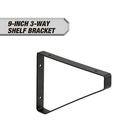 Hyper Tough 9" X 6.5" 3-Way Shelf Bracket, Black