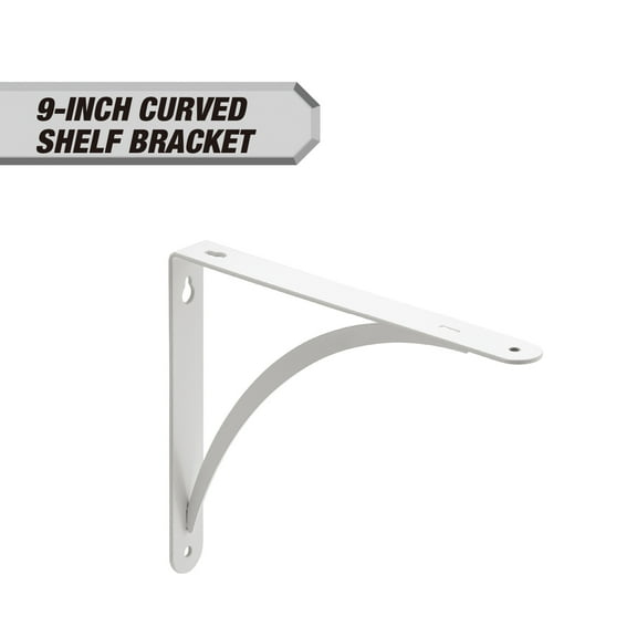 Hyper Tough 9" X 6.5" Curved Shelf Bracket, White