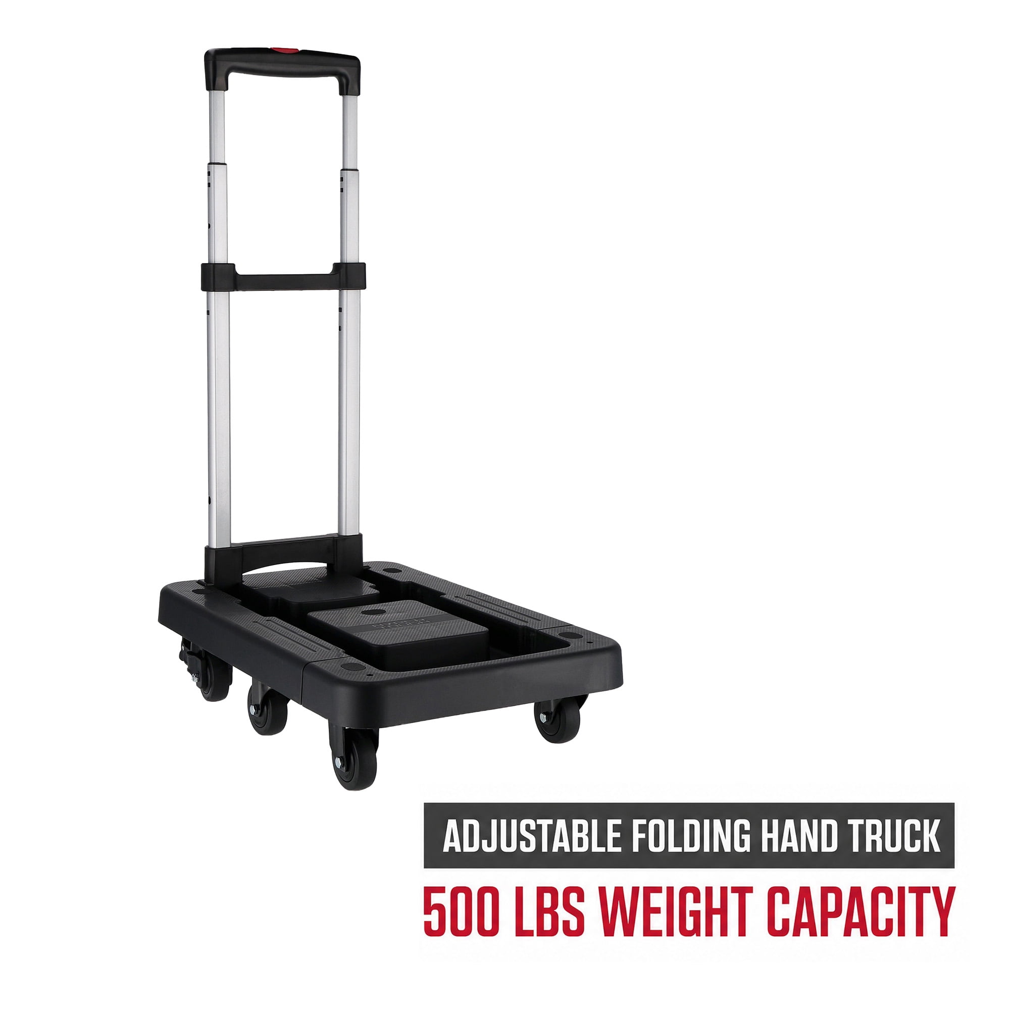 Hyper Tough Adjustable Folding Hand Truck with Aluminum Frame, 500 lb Capacity