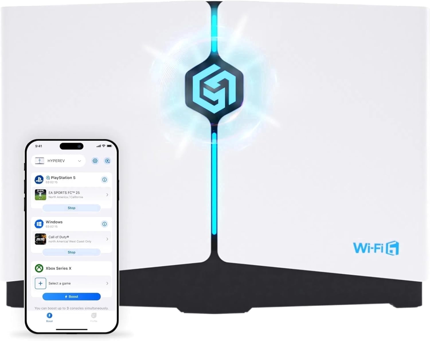 HYPEREV Gaming Router – Reduce Lag for PS/Xbox/PC – WiFi 6 AX3000 – Free 3-Month GearUP Booster