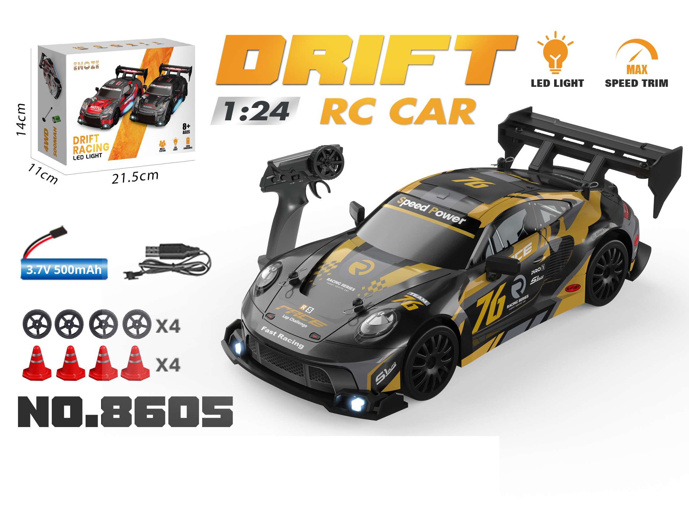 Mini Rc Car Toy HYPERLIVING 1:24 High Speed RC Drift Car 2.4G 4WD Remote Control Mini ...