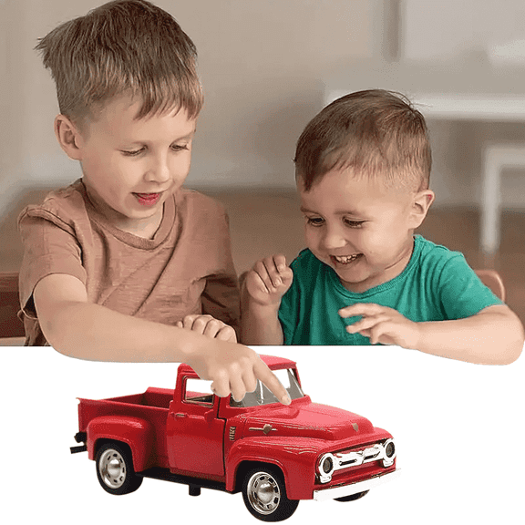 HYPERLIVING 1:32 Alloy Kids Car Toy Driveable, Car Door Can Open, Little Blue Truck Toy for Toddlers 2-8 Years Old Boys Girls Kids, Easter Christmas Birthday Gifts (Red Truck)