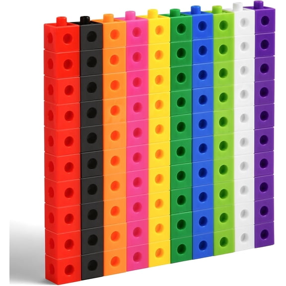 HYPERLIVING 100 Pcs Maths Cubes with 10 Colours, Linking Cubes, Early Years Maths Learning, Magic Counting Blocks, Counting Block Set for School and Home - 2 CM
