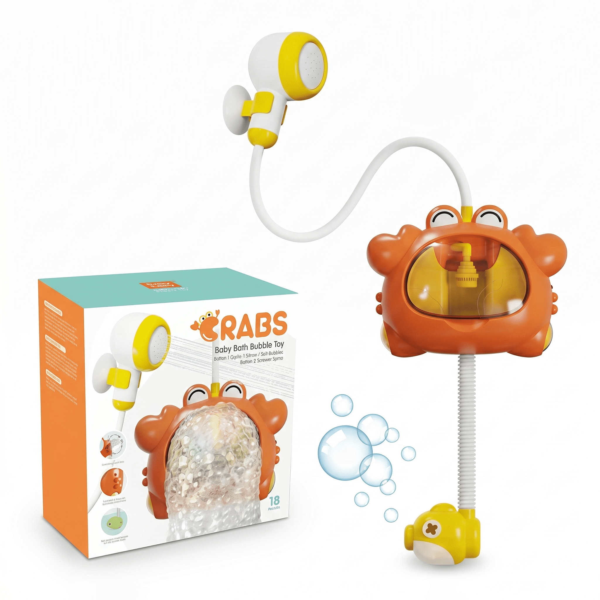HYPERLIVING Baby Bath Shower Head - Crab Bathtub Toys for Kids - Cute Toy, Fun Sprinkler for Summer Water Play Home Travel Beach Pool Garden