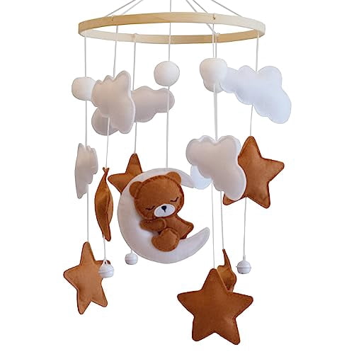 HYPERLIVING Baby Crib Mobile - Bear Mobile for Crib, Felt Cloud Nursery for Boys and Girls, Baby Bassinet Mobile Toy - Shower Set for Infant Bedroom Hanging Decoration