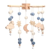 HYPERLIVING Baby Crib Mobile Decor - Wooden Moon and Stars Nursery Mobiles with Cloud for Bassinet Starry Night Handmade Soft Felt Beads Hanging Wind Chime Toys Pendant for Infant Newborn Boy and Gir