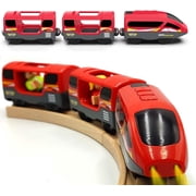 HYPERLIVING Battery Operated Action Locomotive Train - Powerful Engine Bullet Train Set Compatible with Major Brand Tracks - Battery Powered Track Toys for Toddlers Boys Girls Kids 3 4 5