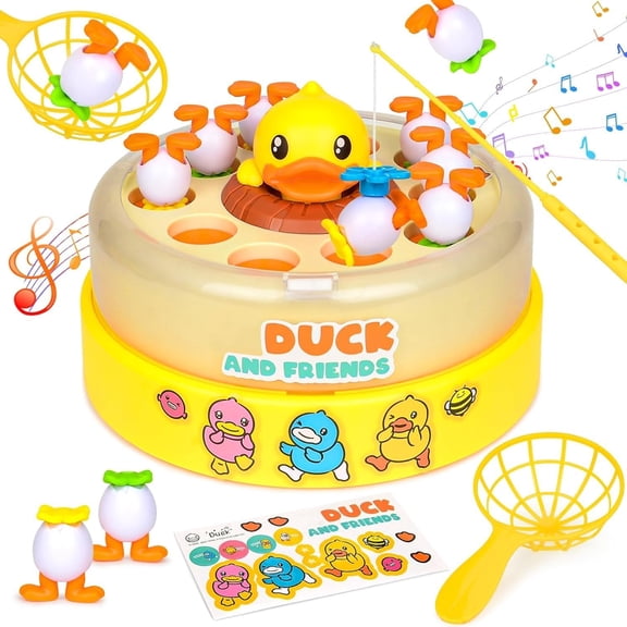 HYPERLIVING Duck Dash Jumping Dash Duck Game, Pop Up Jumping Ducks Game, Magnetic Fishing Game Toys Gifts for 2 3 4 Year Old Boy Girl, Magnetic Montessori Toys for Kids