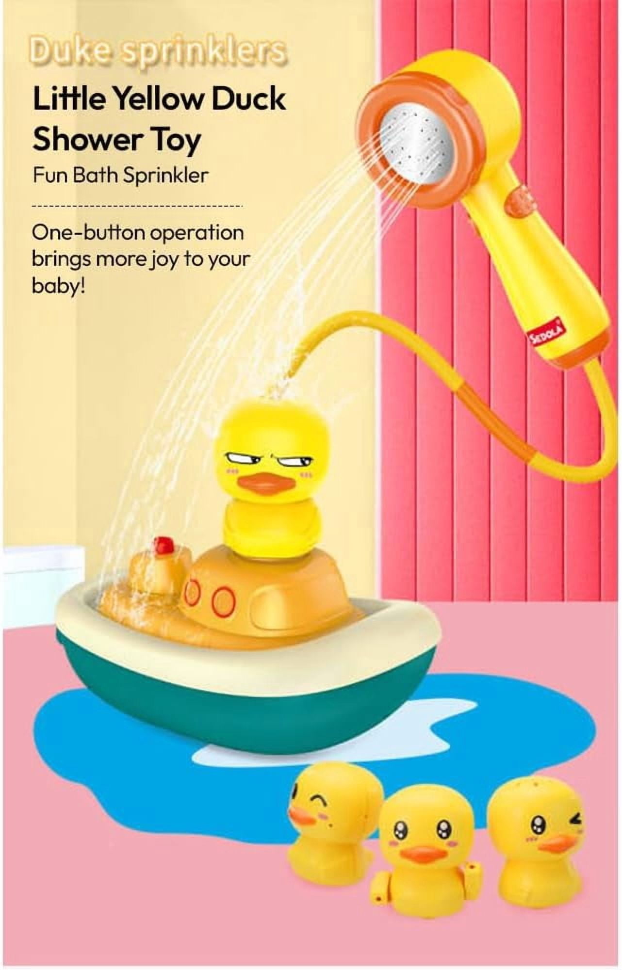 HYPERLIVING Duck Shower Set, Baby Bath Toy with Detachable Shower Head, Motorised Water Pump & 3 Floating Duck Toys, Safe Gentle Spray for Infants & Toddlers, Fun Hair Rinse Bath Play Companion