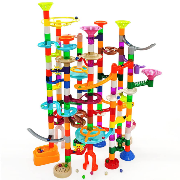 HYPERLIVING Marble Run Marble Maze Race Track with Glowing Marbles for Kids Ages 3-4-8-10 Sturdy Building Toys Kids Games Amazing Fun Gifts (Super)