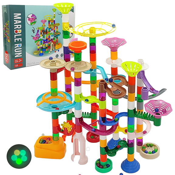 HYPERLIVING Marble Run Sets for Kids - 150Pcs Marble Race Track Maze Madness Game STEM Building Tower Toy for 4 5 6 + Year Old Boys Girls