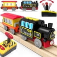thumbnail image 1 of HYPERLIVING Motorized Train for Wooden Track, Remote Control Train with Magnetic Connection, Battery Operated Locomotive Train Set Compatible with Thomas, Brio, Chuggington - Train Toys for Toddlers, 1 of 8