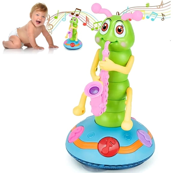 HYPERLIVING Musical Caterpillar, Dancing Saxophone Toy, Green Caterpillar Musical Instrument Toy for Kids