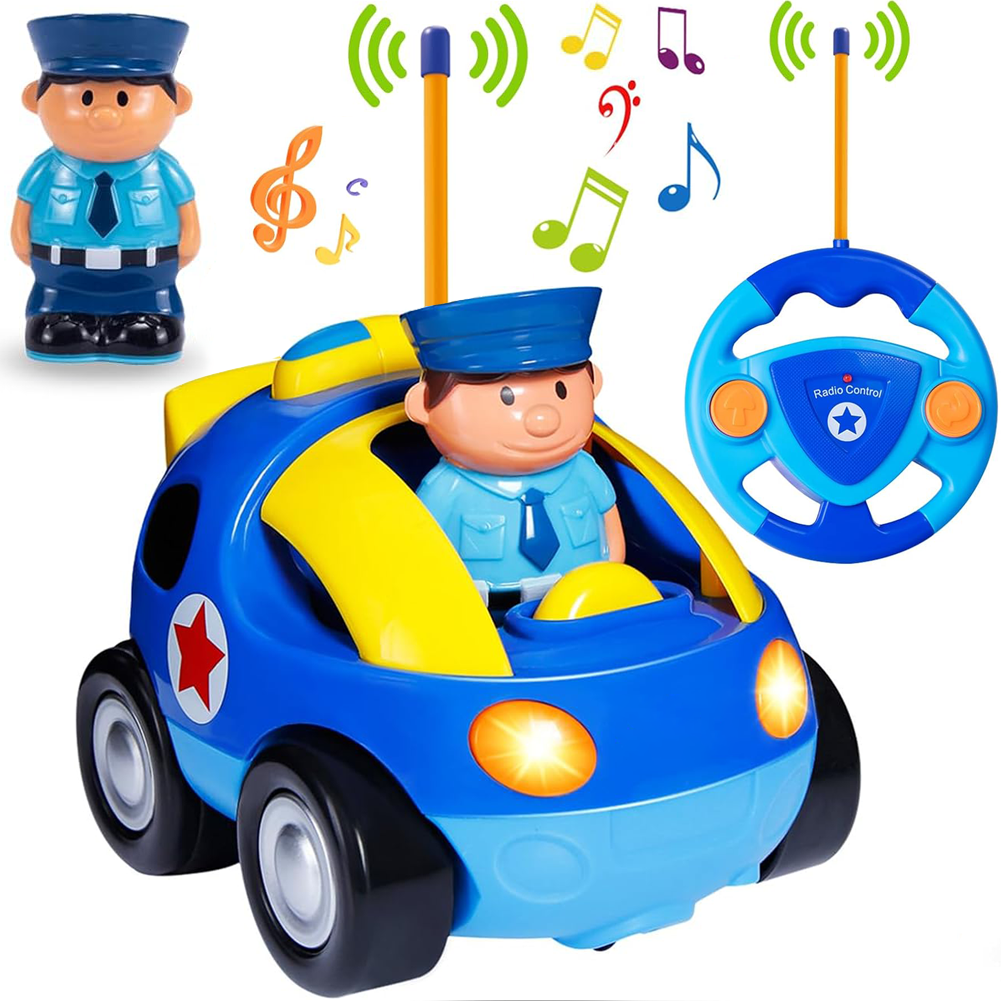 HYPERLIVING Remote Control Car for Toddlers with Sound and Light – RC Police Race Car, Toddler Remote Control Car, Birthday Gift for 18+ Months Old Boys and Girls