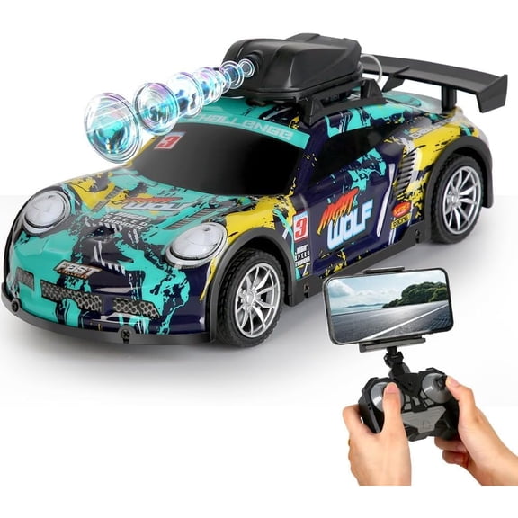 HYPERLIVING Remote Control Car with Camera, 2.4GHz Remote Control Drift Car APP Control, RC Camera Racing Car Graffiti Off-Road Vehicle