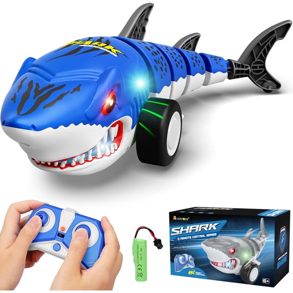 HYPERLIVING Remote Control Shark Car Toys for Kids,2.4GHz RC Cars Simulation Shark with Cool Light, 360 Stunt Drift & Most Terrains,Outdoor Toys for Birthday for 6,7,8,9,10-12 Boys Girls
