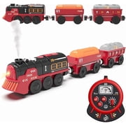 HYPERLIVING Remote Control Train Set for Toddlers w/Steam, Music & Lights - Battery Operated Train for Toddlers, Electric Train Set for Kids, Magnetic Train Compatible with Thomas, Brio, Chuggington