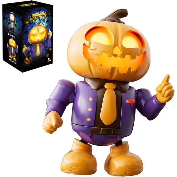 HYPERLIVING Robot Swinging Skeleton Pumpkin LED Music Toy for Desktop Decoration and Relaxation Stress Relief Toy Family Party Dancing Skull Robot