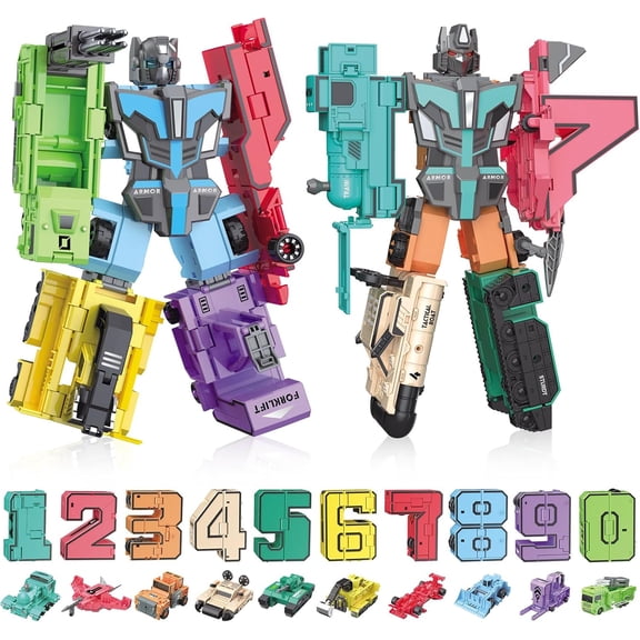 HYPERLIVING Transforming Toys for Kids - Transformable Number Robots, Number Blocks for Learning & Play, Buildable Robot Set for Toddlers Ages 3-8, STEM Educational Toys for Boys & Girls Gifts