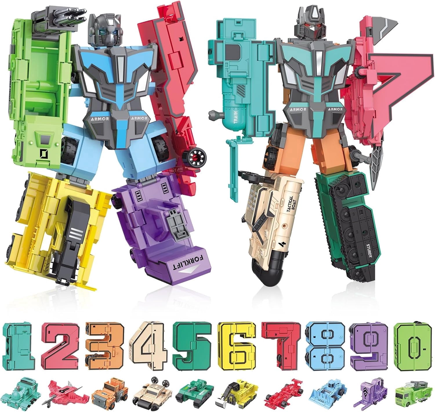 HYPERLIVING Transforming Toys for Kids - Transformable Number Robots, Number Blocks for Learning & Play, Buildable Robot Set for Toddlers Ages 3-8, STEM Educational Toys for Boys & Girls Gifts