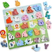 HYPERLIVING Wooden Alphabet Puzzles for Toddlers 1-3, ABC Puzzles with Spelling Board & Animals, Preschool Educational Learning Toys for Kids 3-5, Chritmas Birthday Gifts for Girls & Boys 1 2 3 4 5