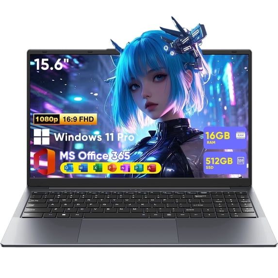 15.6" Laptop,16GB RAM 512GB SSD,Windows 11 Pro,Intel Core i3(Up to 3.4GHz),NoteBook Computer,1920 x 1080 FHD 16:9 Display,For Student