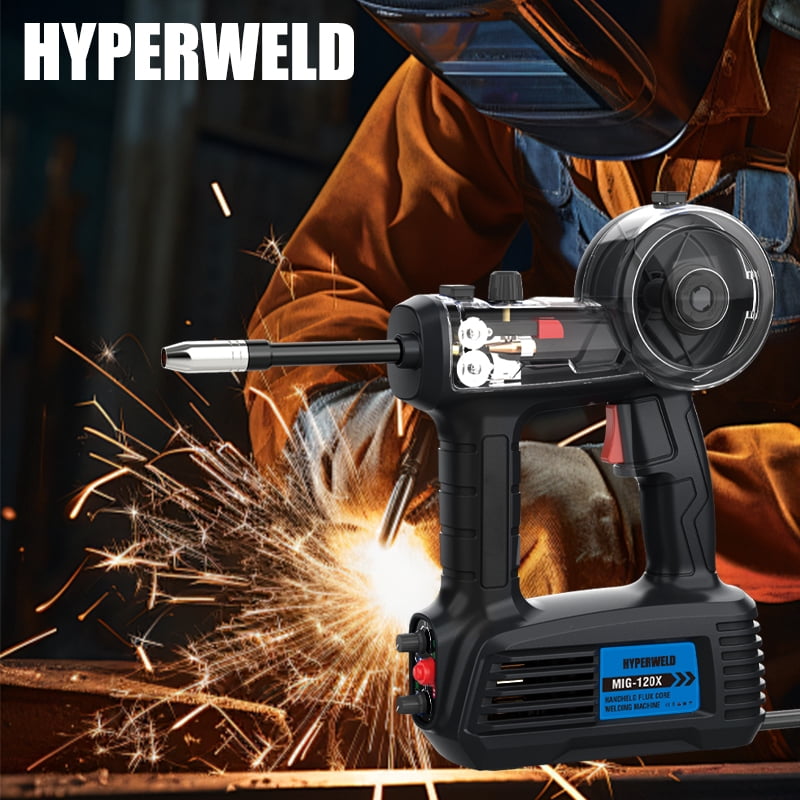 HYPERWELD Handheld MIG120X Welder Machine, Portable Gasless Flux Core Welding Machine