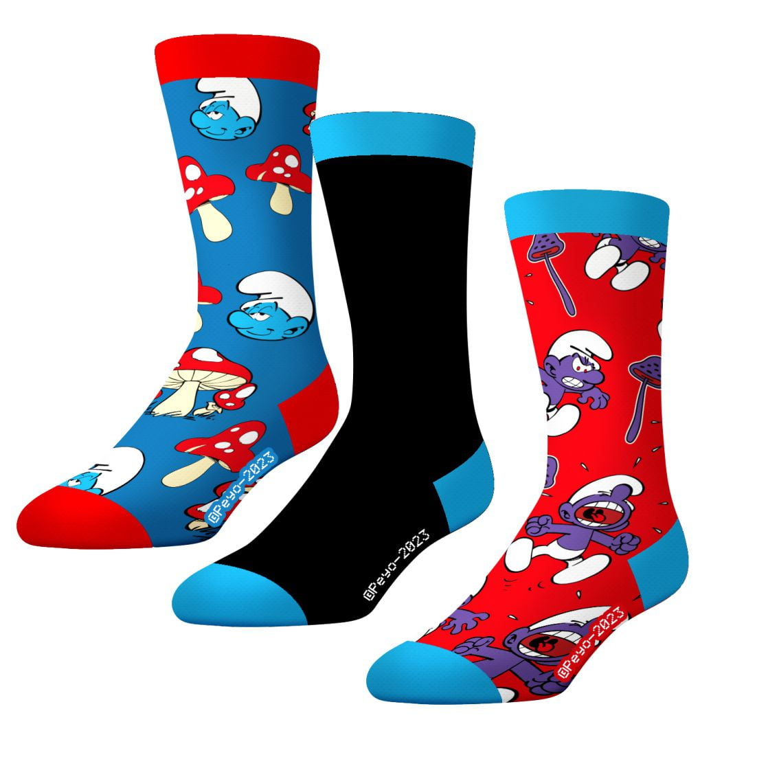 HYPNOCRAZY Original Socks The Smurfs Funny Pattern Crazy Design Crew Socks One Size Fits All (3