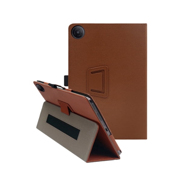 HYRACPO Protective Case for TCL TAB 8 Gen 2 8.7” Tablet, PU Leather Flip Folio Cover with Hand Strap, Anti-Fingerprint, Lightweight & Slim Shockproof Shell-Brown
