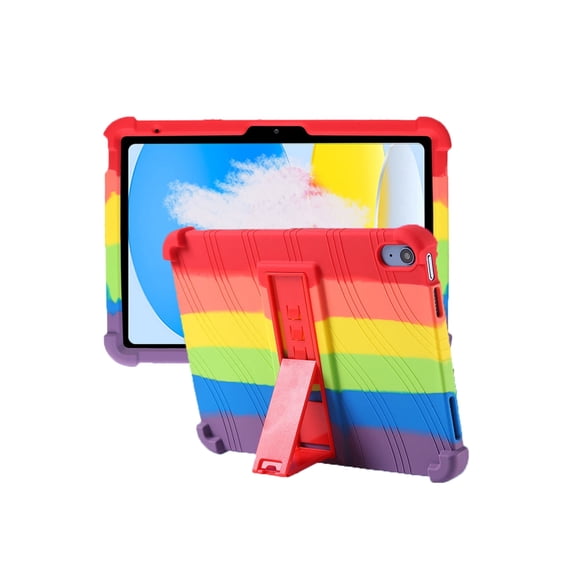 HYRACPO Silicone Case for 2022 iPad 10th Generation 10.9 inch, Soft Flexible Shockproof Protective Tablet Cover, Anti-Scratch & Lightweight Slim Design-Rainbow