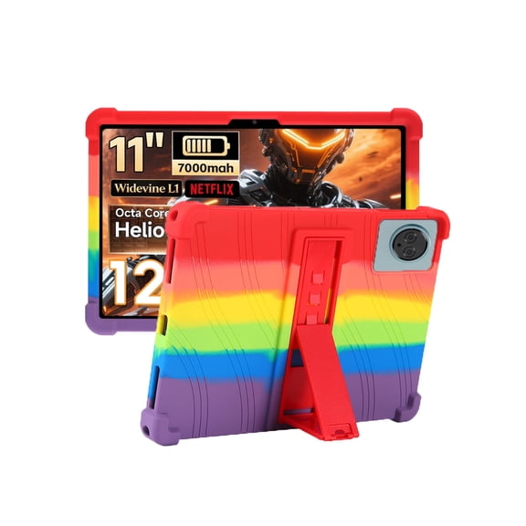 HYRACPO Silicone Case for DigiLand 11 inch, Soft Flexible Shockproof Protective Tablet Cover, Anti-Scratch & Lightweight Slim Design-Rainbow