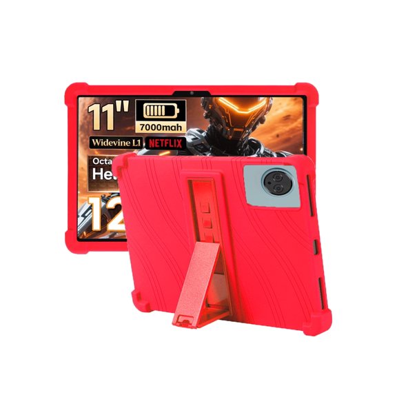 HYRACPO Silicone Case for DigiLand 11 inch, Soft Flexible Shockproof Protective Tablet Cover, Anti-Scratch & Lightweight Slim Design-Red