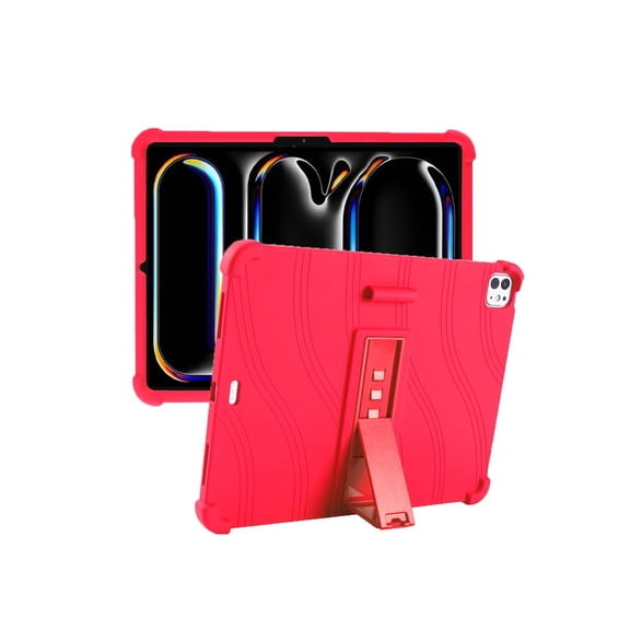 HYRACPO Silicone Case for iPad Pro (M5) 11 inch, Soft Flexible Shockproof Protective Tablet Cover, Anti-Scratch & Lightweight Slim Design-Red