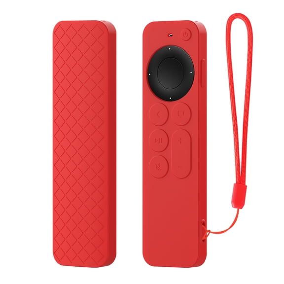 HYRACPO Soft Silicone Protective Case for Apply TV Siri/Opple TV 6/7 Remote Control,Shockproof & Anti-Scratch Cover with Lanyard,Anti-Lost & Dustproof Protector--Red