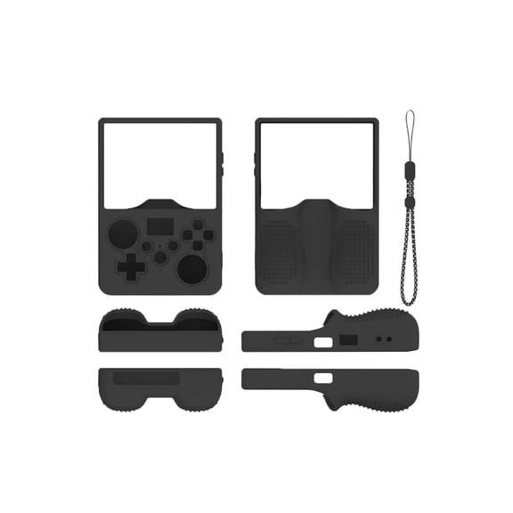 HYRACPO silicone Protective Case for R36 MAX2 Handheld Game Console, Shockproof Anti-Scratch Soft Cover-Black