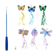 HYROOY 7 Pieces Retractable for Cat Toy Wand Includes for Cat Fishing Rod with 6pcs Refills Interactive for Cat Toy Metal, Plastic, Foam