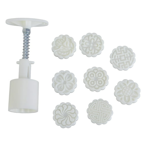 HYROOY 8pcs Hand Press Cookie Stamp Moon Cake Decor Mould Mold 25g Pp