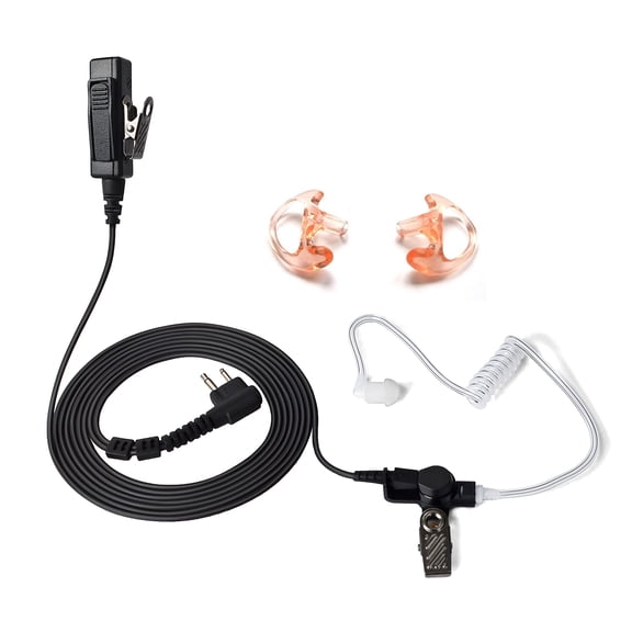 HYS Surveillance Kit Earpiece Clip Microphone PTT Two-wire Headset with One Pair Medium Earmolds for BPR40 RMM2050 RDV2020 RDU4100 Radio