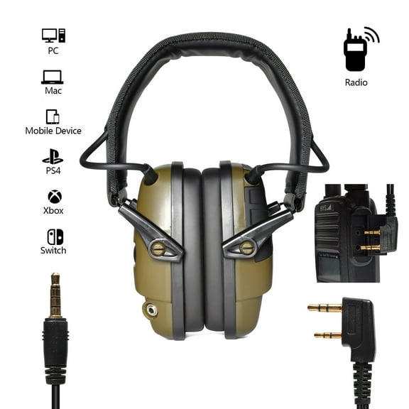 HYS Wired Slim Active Noise Reduction Ear muffs Headset for Kenwood Baofeng BF-888S UV-5R, Noise Cancelling Headphones