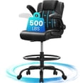 thumbnail image 1 of HYSpacerX 500 LBS Big & Tall Ergonomic High Back Leather Office Chair, Adjustable Height Flip-Up Armrest Executive Computer Chair for Standing & Counter Height Desk, Black, 1 of 7
