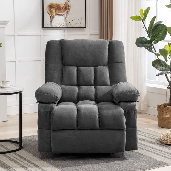 HYSpacerX Large Power Lift Recliner Chair with Massage, Heat, Lay Flat Assist Recliner with Side Pocket for Living Room, Grey