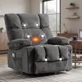 thumbnail image 1 of HYSpacerX Recliner Chair with Massage and Heating, 360° Swivel and Adjustable Rocker with Cup Holders and Side Pockets, Comfortable Lounger for Living Room, Bedroom, Gray, 1 of 2