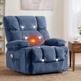 thumbnail image 1 of HYSpacerX Recliner Chair with Massage and Heating, Adjustable Swivel Rocker with Cup Holders and Side Pockets, Comfortable Lounger for Living Room, Bedroom, Blue, 1 of 2